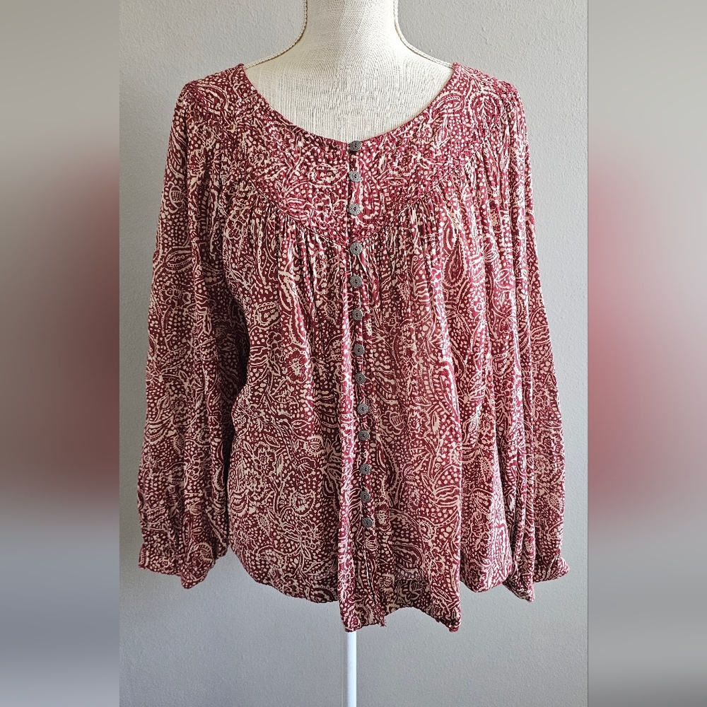 Free People Paisley Blouse - Red and White